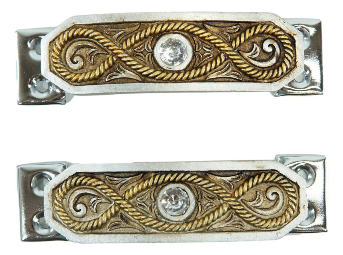 Set Of 2 Rustic Western Braided Ropes Crystal Drawer Cabinet Door Bar Pull Knobs