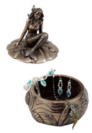 Wishing Mermaid Rounded Jewelry Box Figurine 5.5"H Coastal Reed Marine Decor