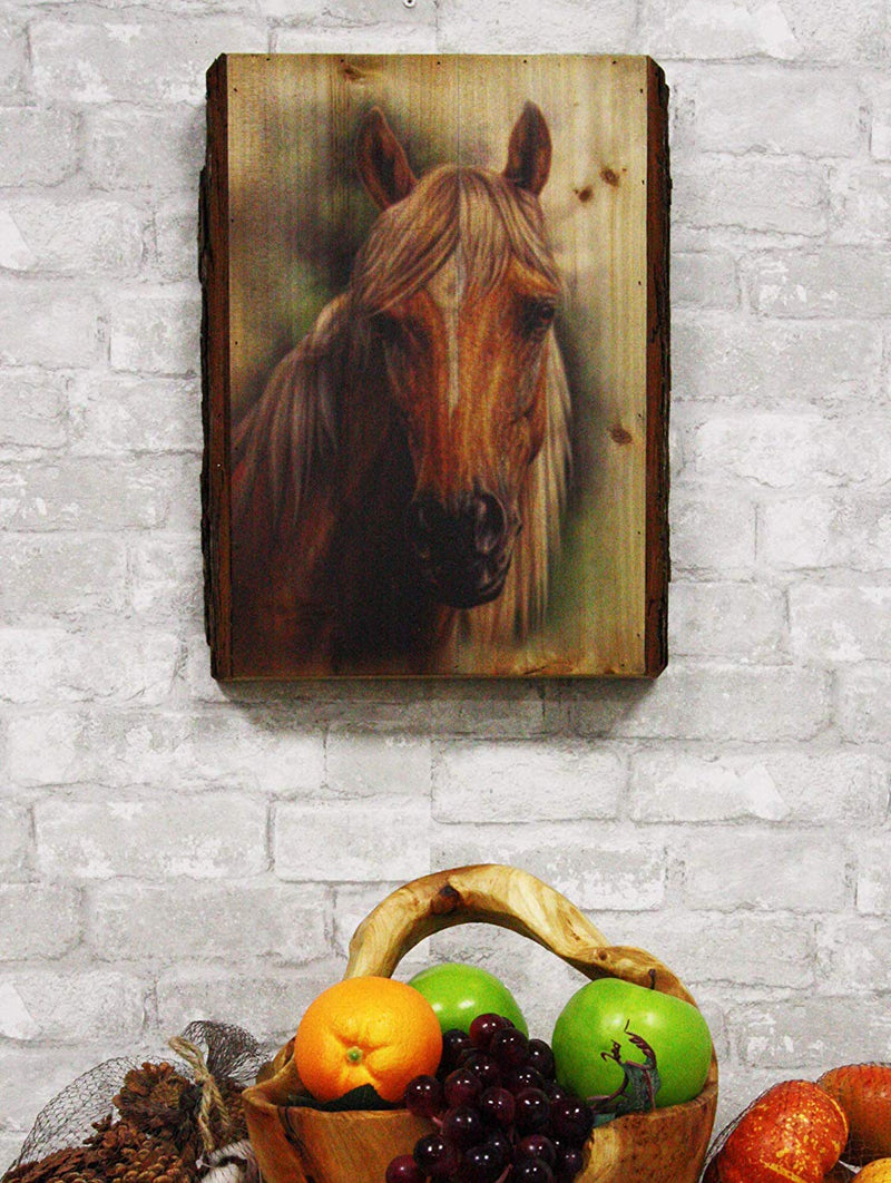Ebros Rustic Stallion Horse Bust Print Canvas On Wooden Frame 16" H by 12.5"W