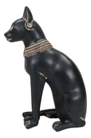 Egyptian Goddess Of Fertility Bastet Cat Figurine In Rustic Clay Antique Finish