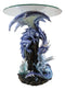 Elemental Frozen Ice Mother Dragon With Hatchling Baby Sculptural Side End Table