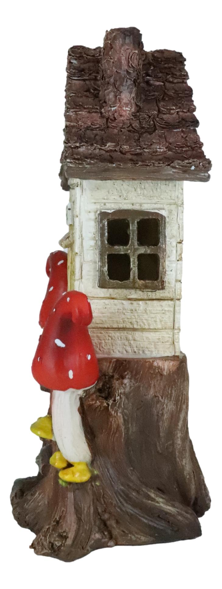 Fairy Garden LED Light Up Cottage Tree House With Toadstool Mushrooms Figurine