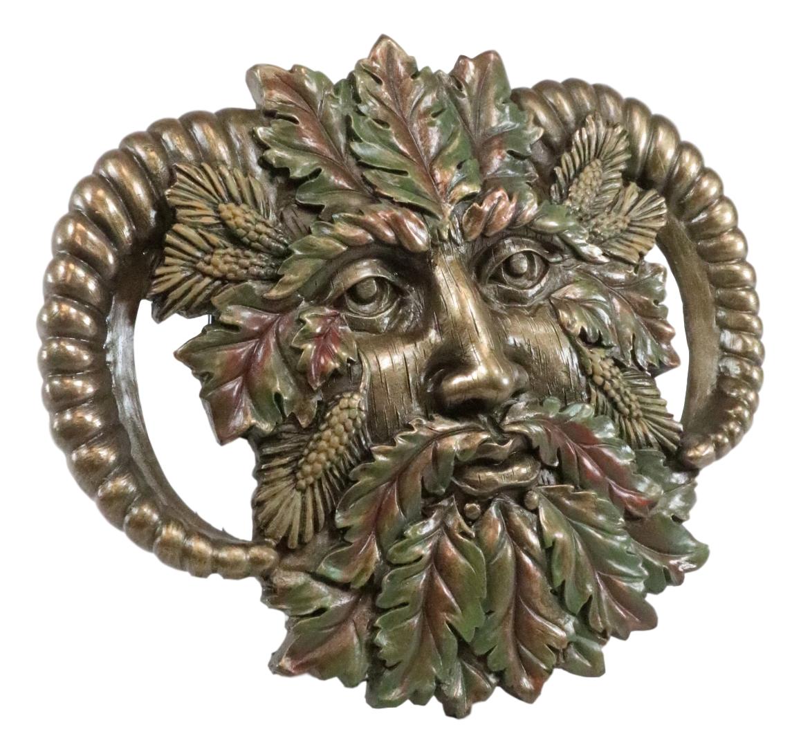 Ebtos Horned God Autumn Fall Season Greenman Spirit Wall Decor Plaque 7"Wide