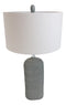 Contemporary Grey Textured Faux Stone Finish Pillar Table Lamp Fabric Shade 26"H