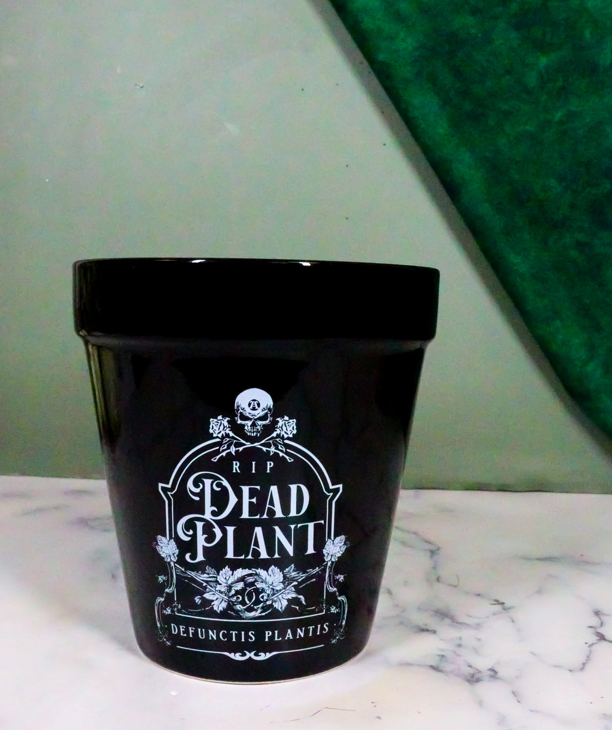 Dead Plant RIP Skull Grave Tombstone Wicca Witch Flower Herbs Planter Pot - Ebros Gift