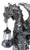 Ebros Dark Beacon Dragon Guardian of Styx Castle Gate Statue W/ Solar LED Light