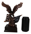 Wings of Glory Bald Eagle Clutching On American Flag Statue Bronze Electroplated