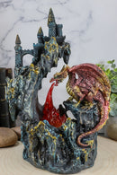 Ebros Red Garnet Fire Dragon By Rocky Mountain With Castle LED Light Figurine