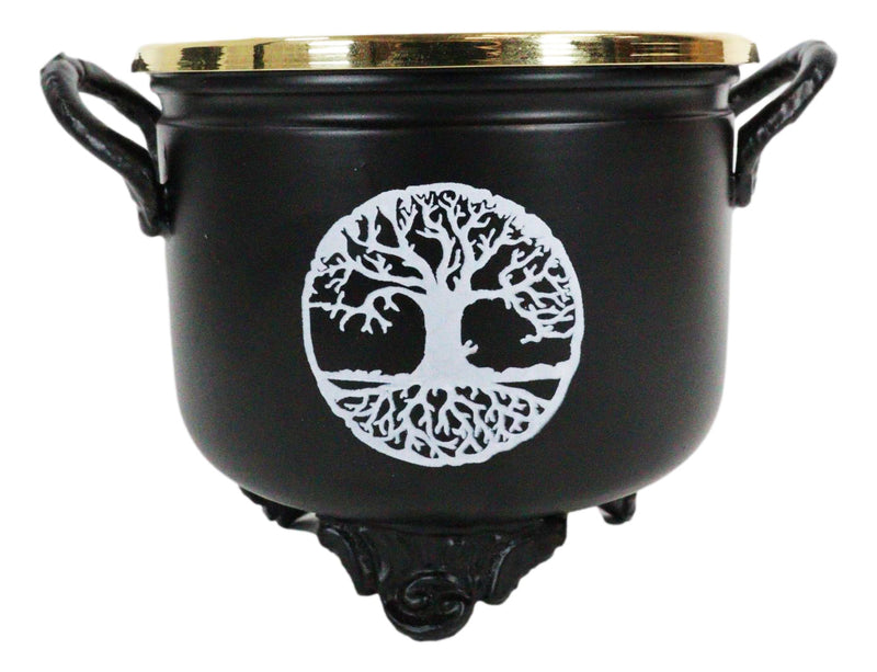 Brass Grated Tray Celtic Golden Tree of Life Imprinted Cauldron Incense Burner