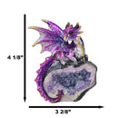 Metallic Purple Iridescent Wyrmling Dragon On Faux Geode Crystal Rock Figurine