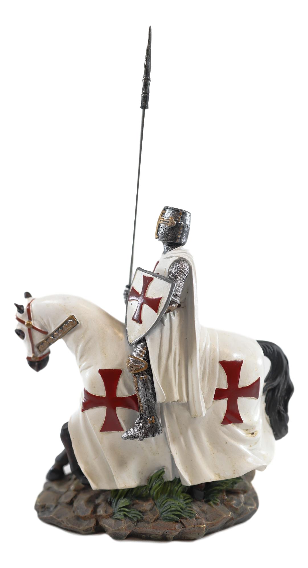 Ebros Crusader English Knight On Heavy Cavalry Horse Statue Phalanx Spear Horse - Ebros Gift