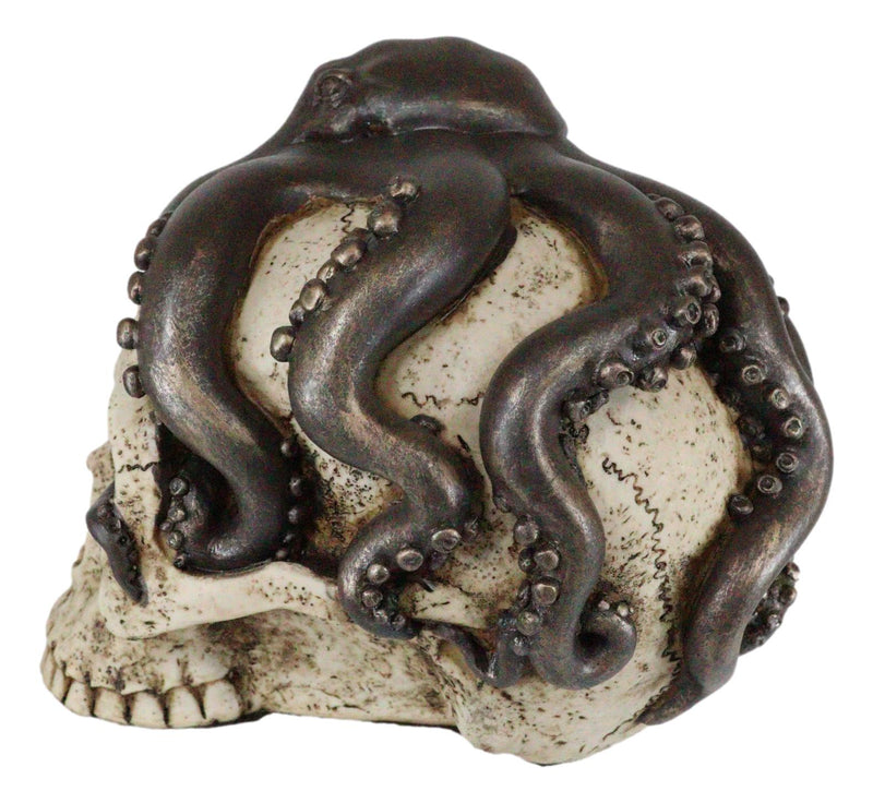 Ebros Kraken Octopus Wrapping Around Human Skull Decorative Figurine 8"L