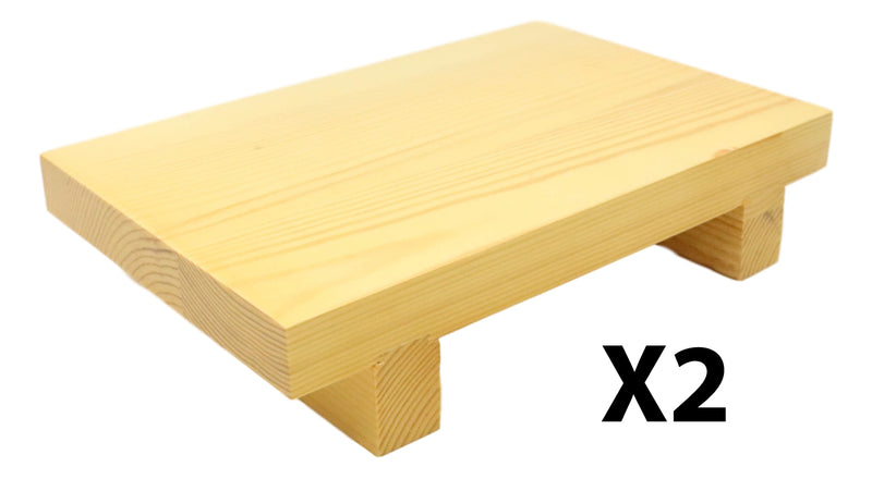Japanese Korean Sashimi Sushi Kimbap Geta Bamboo Wood Serving Plate 10"L 2-Pack