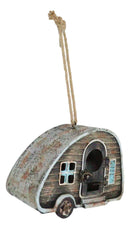 Rustic Western Camper Trailer Cabin Birdhouse With Door Tree Hanging Bird Feeder