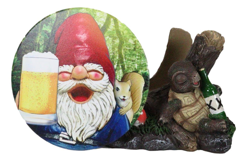 Life of The Party Gnome Toast And Drunk Turtle Tortoise Coasters And Holder Set