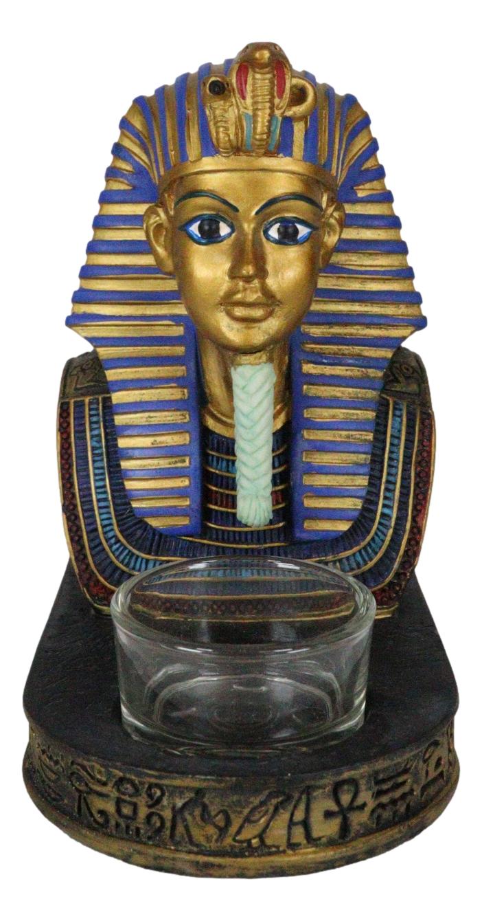 Ancient Egyptian King Ruler Pharaoh Tutankhamun Votive Candle Holder Statue - Ebros Gift