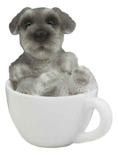 Ebros Realistic Mini Adorable Schnauzer Teacup Statue 3"H Pet Pal Dog Breed Figurine