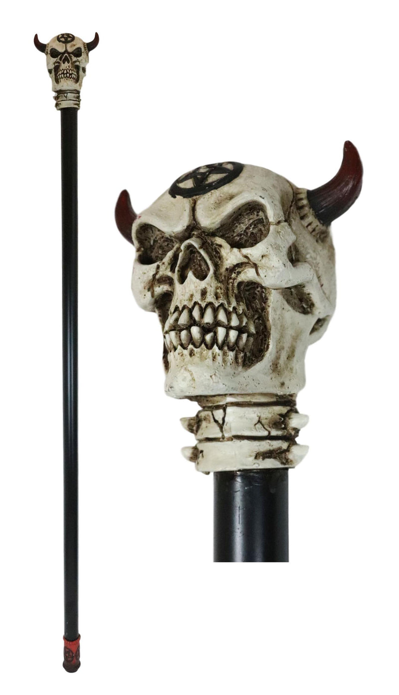 Demon Horned Pentagram Skull Decorative Prop Walking Swagger Cane