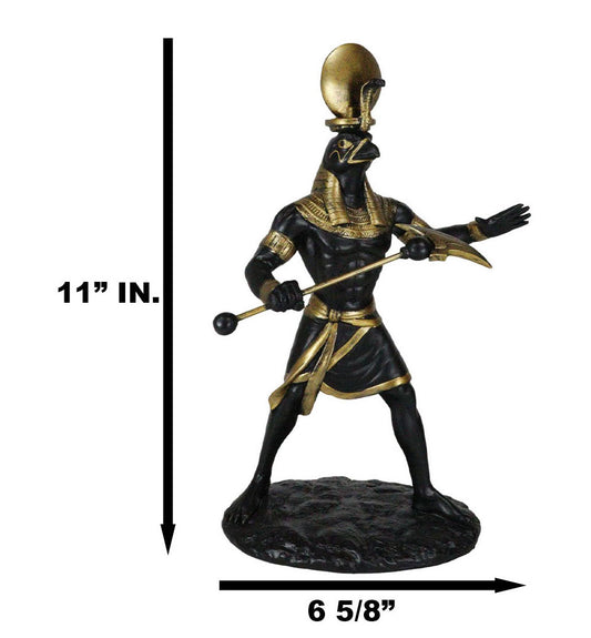 Egyptian God Horus Ra With Sun And Uraeus Disc Statue Deity of Sun War And Sky