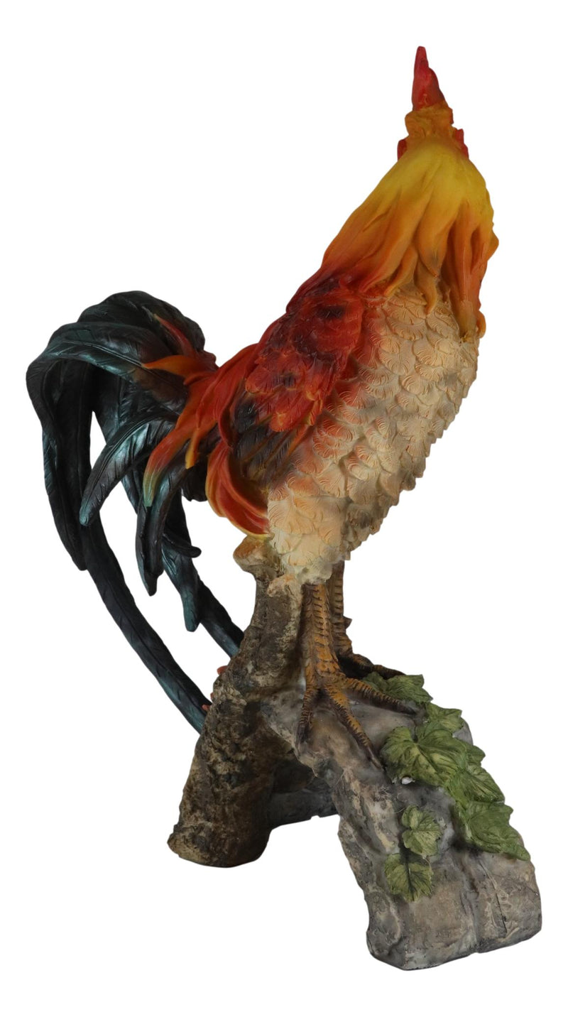 Large Realistic Rustic Western Country Chicken Morning Crow Rooster Statue