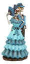 Ebros Love Never Dies Wedding Bride with Fan and Groom Skeleton Couple in Blue Outfits Figurine 7" Tall Day of The Dead DOD Skulls Ossuary Macabre Graveyard Spooky Halloween Decor Statue