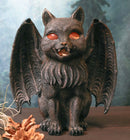 Ebros Winged Cat Gargoyle With Vampire Fangs Glowing Eyes Candle Holder Statue