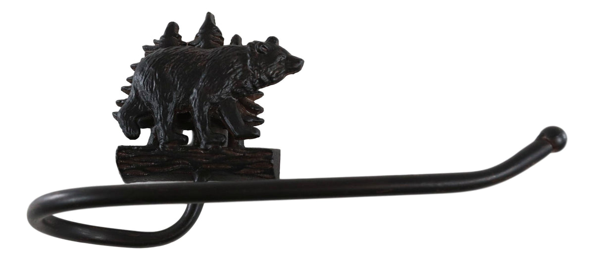 Ebros Whimsical Black Bear Toilet Paper Holder Bathroom Wall Decoration 8.25"H