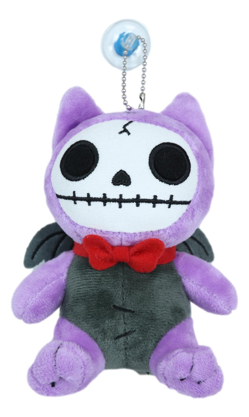 Ebros SM Furry Bones Purple Flappy The Bat W/ Red Tie Voodoo Skeleton Plush Toy