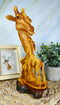 Ebros Safari Giraffe Bust Statue 12"Tall Faux Wood Resin Giraffe Family in Wilfdlife Savanna Scene Figurine