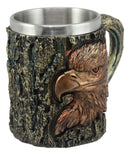 Ebros The Surveyor Wildlife Majestic Bald Eagle Coffee Mug With Rustic Tree Bark Body Design In Painted Bronze Finish 12oz Drink Beer Stein Tankard Cup