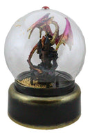 Red Dragon On Rocky Mountain Castle Musical LED Light Air Powered Glitter Globe