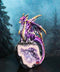 Midnight Space Purple Iridescent Dragon On Faux Geode Rock Crystal Cove Figurine
