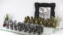 Ebros Silver Gold Fantasy Dungeons And Dragons Resin Chess Pieces With Glass Board Set