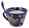Ebros Vintage Stylish Porcelain Coffee Tea Latte Cafe Mug Cereal Drink Cup With Spoon 2pc Set 12oz Home Kitchen Decorative Mugs Cups Ceramics (Blue Oriental Fan, 1) (One Set)