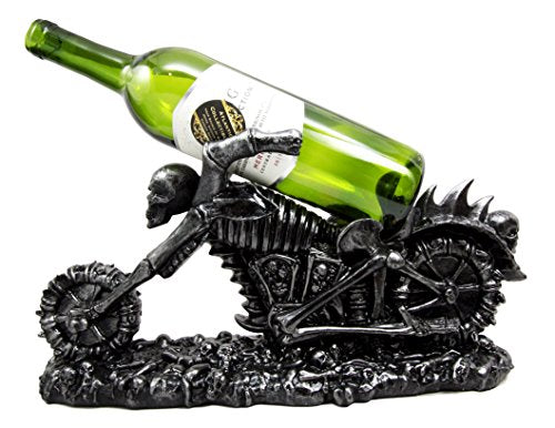 Ebros Hell Ghost Rider Skull Chopper Motorbike Wine Holder Figurine 15.25" L