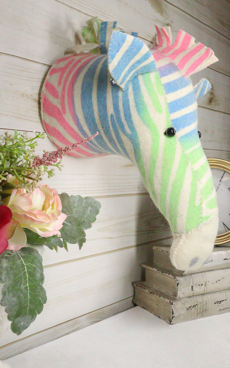 Ebros Fiona Walker England Handmade Organic Semi Pastel Zebra Head Hanging Wall Decor