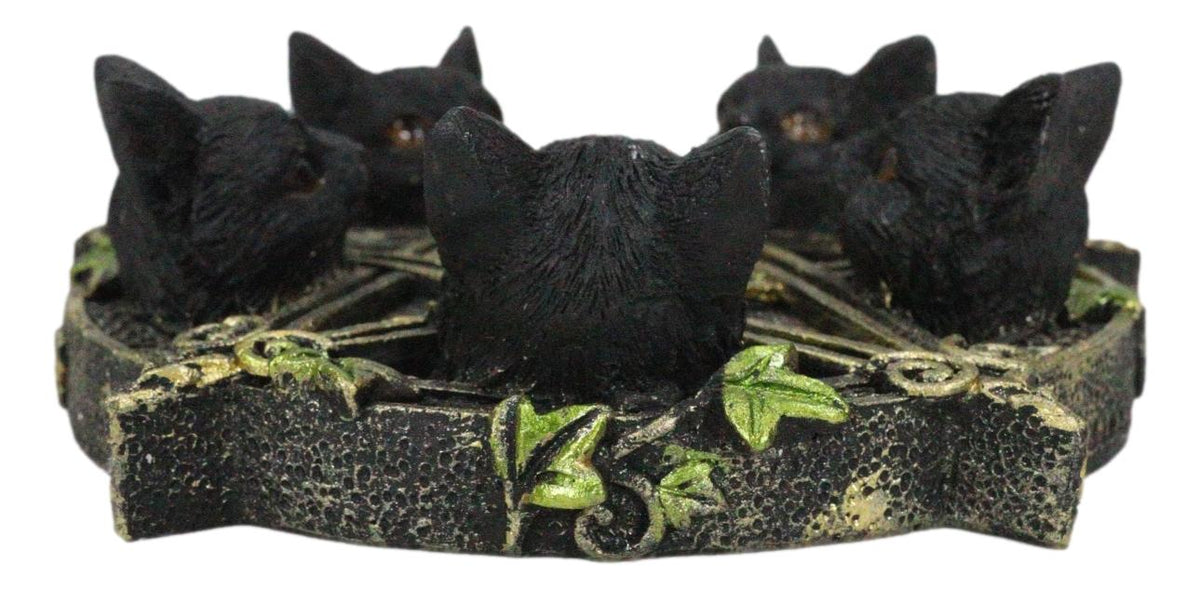 Celtic Wiccan Pentagram Ivy Penta 5 Black Cats Witching Hour Incense Burner