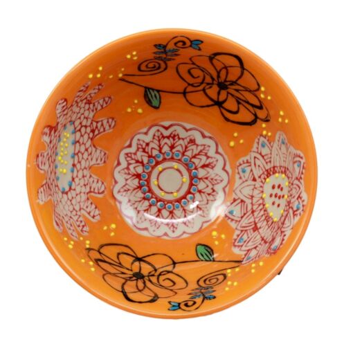 Ebros Set of 4 Luxury Ottoman Style Textured Dining Bowls 5.75"Diameter Made Of Ceramic Ideal For Home Decor Dinnerware & Giftware (Oriental Orange)