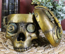 Steampunk Cyborg Robotic Skull Jewelry Box Figurine 7.5"L Skull Bowl Container