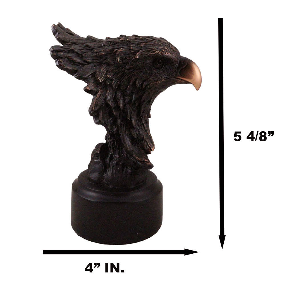 Patriotic American Bald Eagle Bust Bronze Electroplated Resin Figurine With Base