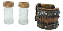 Rustic Western Star Cross With Faux Wood Barrel Base With Salt & Pepper Shakers