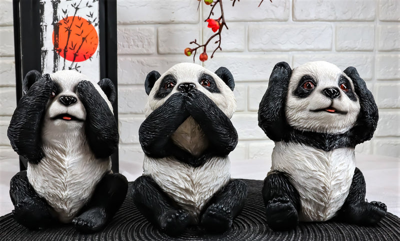 Ebros Adorable See Hear Speak No Evil China Giant Pandas Set of 3 Figurines