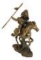 Ebros Indian Warrior With Trailer War Bonnet Headdress On Horse Throwing Spear Statue