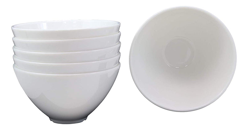 Restaurant Supply Contemporary Round White Jade Melamine Soup Salad Bowls Set 6