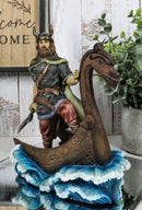 Ebros Nordic Viking Warrior on Viking Ship Collection Figurine 8 Inches Tall