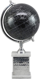 Ebros 16.75"H Black Desktop Swivel World Globe Aluminum Frame Marble Accent Base