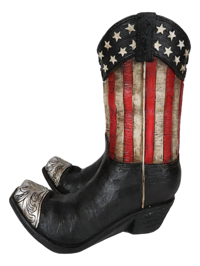 Rustic Western USA Flag Cowboy Boot Figurine Cell Phone Book Holder Easel Stand