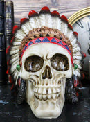 Native American Indian Eagle Chief Skull Statue 5.75"Long Tribal Mohawk Warrior