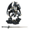 Faux Stone Silver Armored Dragon Holding Excalibur Dagger Blade Sword Statue