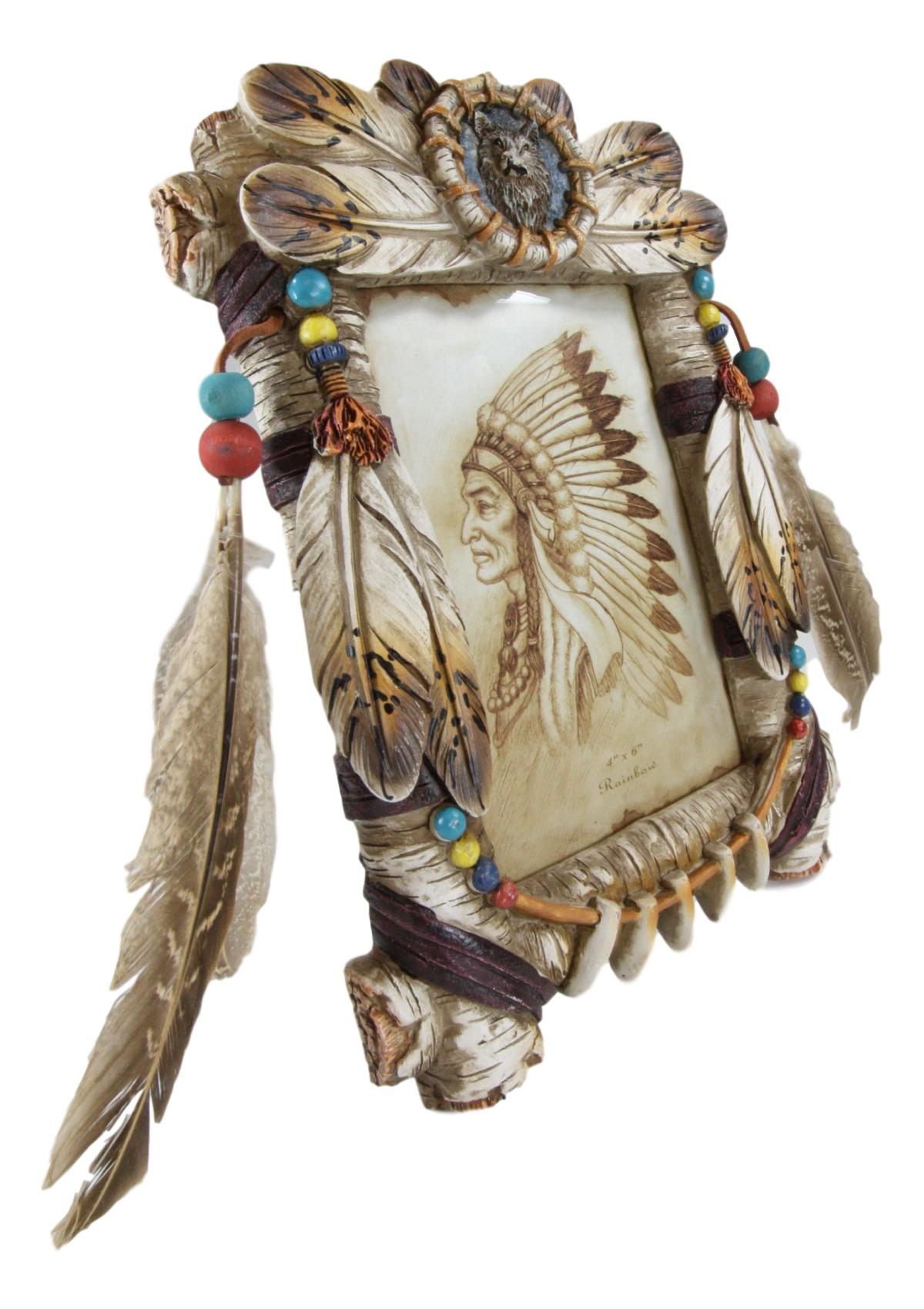 Pack of 2 Southwest Native Indian Wolf Dreamcatcher Wall Or Table Picture Frames